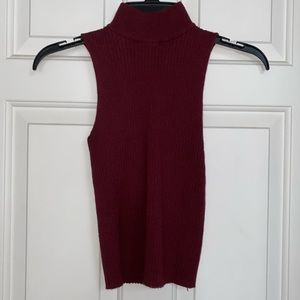 Maroon, full-body length sleeveless top